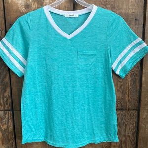 OMSJ Women’s V-neck pocket T-shirt L